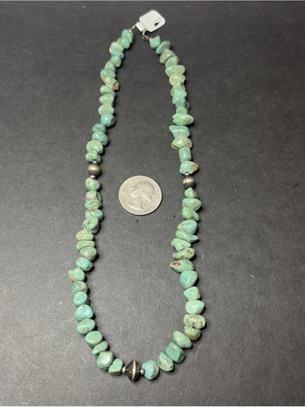 Navajo Royston Turquoise Sterling Silver Pearls Necklace 18 Inches